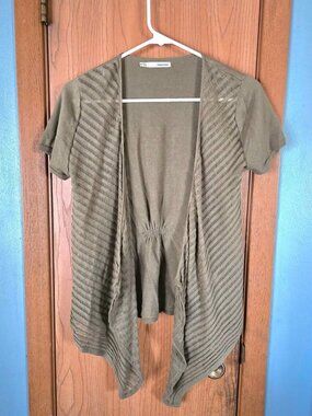 Green Maurices Sheer Open Short Sleeve Cardigan Size Medium